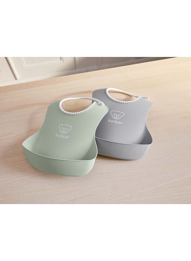 BABYBJORN Baby Bib, 2-pack, Grey / Powder Green - Image 3